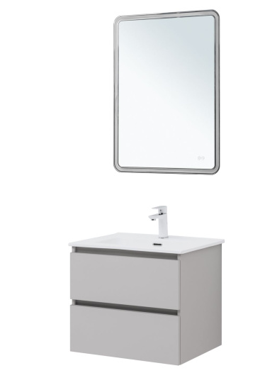 Тумба с раковиной Aquanet Вега 2.0 60 2 ящика, бежевая, раковина Flat