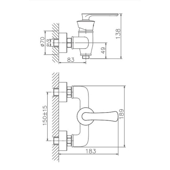 Смеситель для душа Haiba HB20181-7 черный