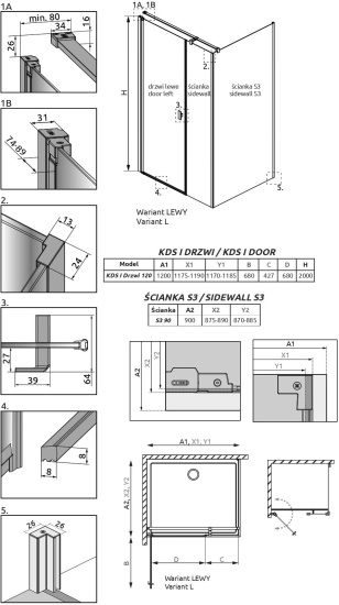 Душевой уголок Radaway Nes KDS I 120x90 L