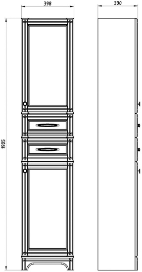 Пенал ASB-Woodline Берта 40/2 антикварный орех
