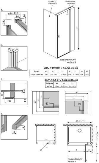 Душевой уголок Radaway Nes KDJ II 80x100 R