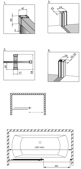 Шторка на ванну Radaway Idea PN DWJ 140 L