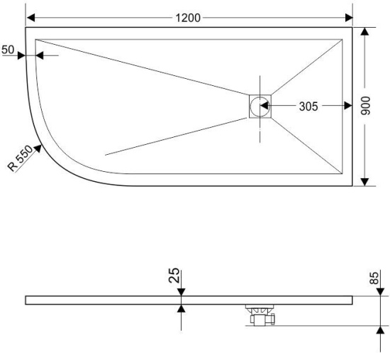 Поддон для душа RGW Stone Tray ST/AR-0129G 90х120