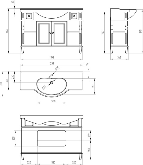 Мебель для ванной Migliore Kantri 121 decape sabbia