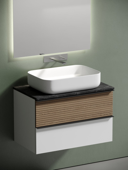 Тумба с раковиной Sancos Delta 80 дуб светлый/белый, DL80W