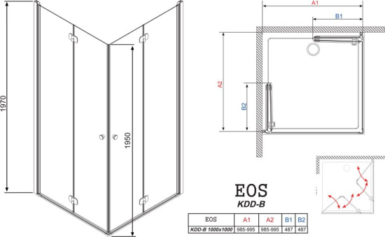 Душевой уголок Radaway EOS KDD-B 100x100 интимато
