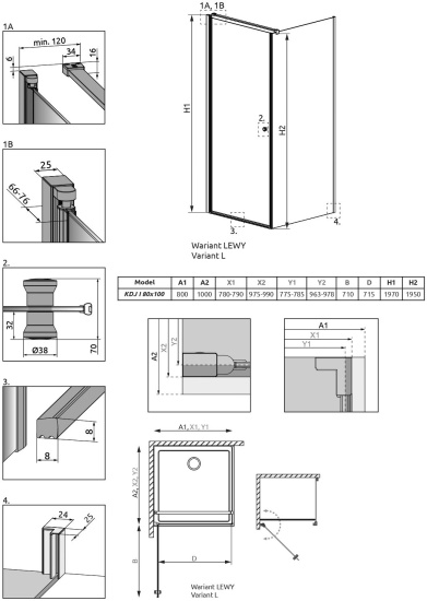 Душевой уголок Radaway EOS KDJ I 80x100 L