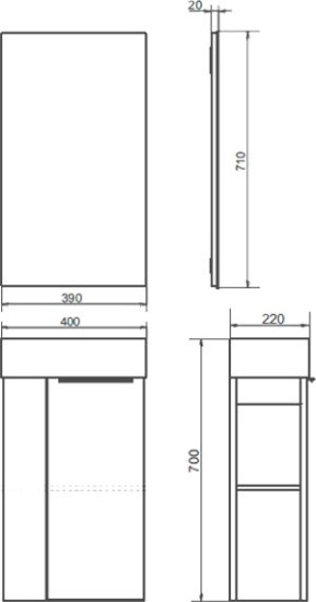 Мебель для ванной Comforty Матэ 40, подвесная, дуб темно-коричневый