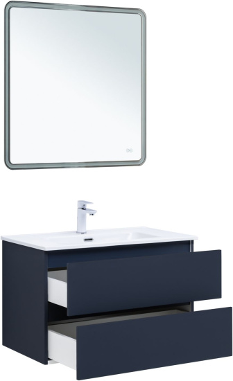 Тумба с раковиной Aquanet Вега 2.0 80 2 ящика, маренго, раковина Flat
