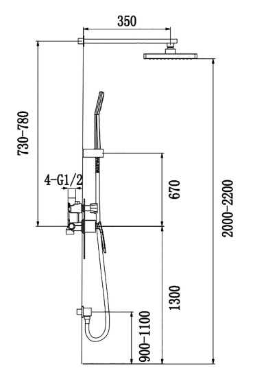 Душевая система Timo Helmi SX-4069/00-16SM хром-белая встраиваемая
