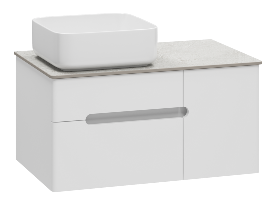 Тумба под раковиной Misty Роял 80 белая подвесная, со столешницей