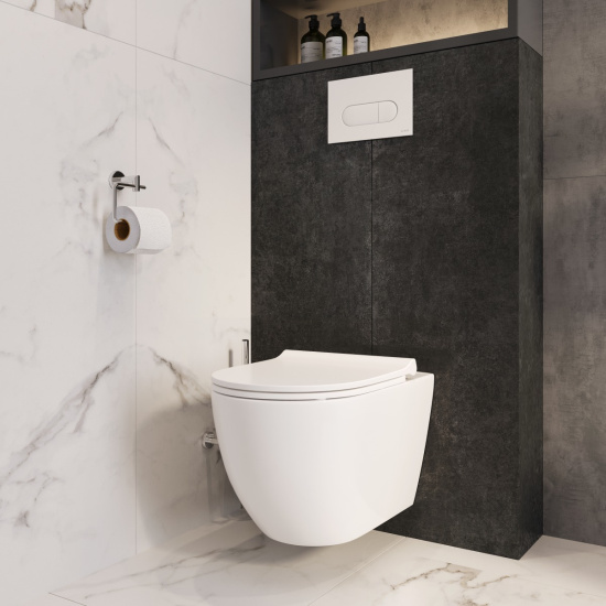 Инсталляция с унитазом VitrA Mia Round 9873B003-7201 с кнопкой хром