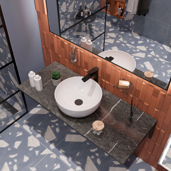 Мебель для ванной Diwo Элиста 120 чёрный мрамор, с раковиной Moduo 40 Ring