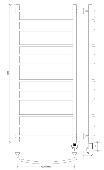 Полотенцесушитель электрический Secado Милан 3 120/40 R, хром