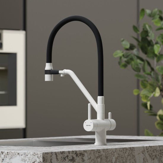Смеситель для кухни Sancos Dora SC4003GR, белый гранит