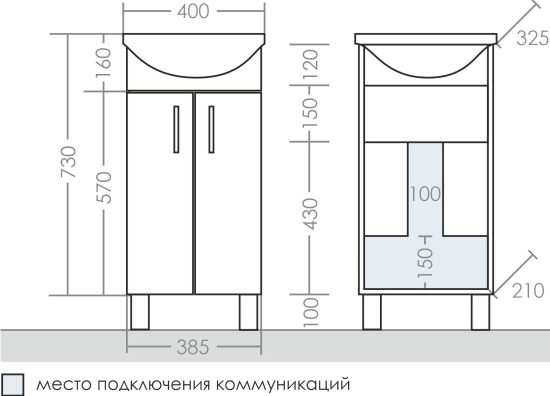 Мебель для ванной СанТа Сити 40