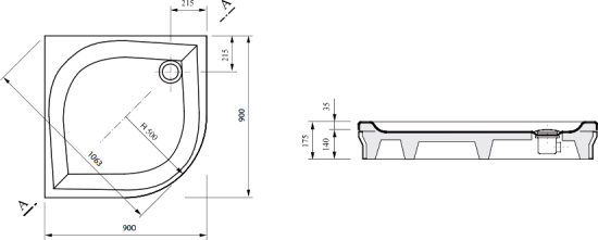 Поддон для душа Ravak Elipso-90 EX под облицовку