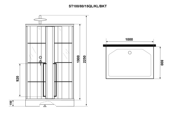 Душевая кабина Niagara Standart ST100/80/15QL/KL/BKT