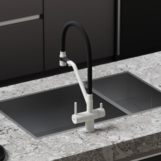 Смеситель для кухни Sancos Dora SC4003GR, белый гранит
