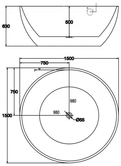 Акриловая ванна BelBagno BB45-1500 150 см