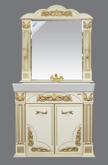 Тумба с раковиной Misty Барокко 100 бежевая, патина