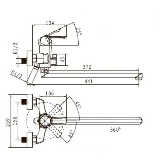 Смеситель для ванны Kaiser Boss 51055B