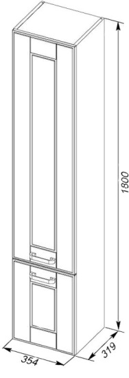 Пенал Aquanet Рондо 35 R, 2 двери