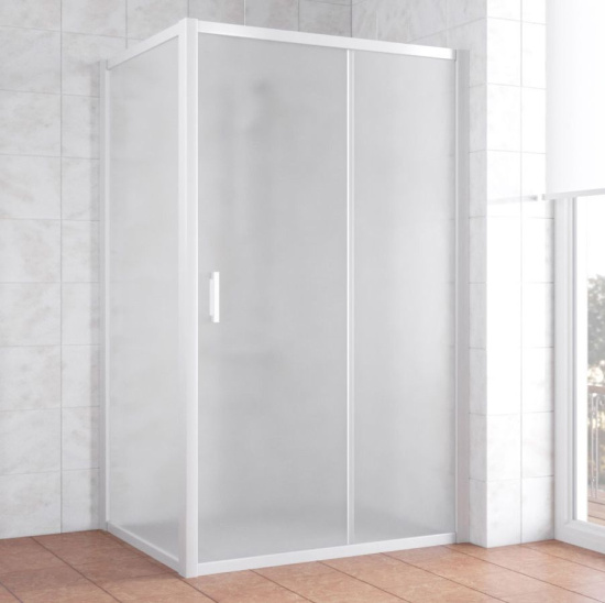 Душевой уголок Vegas Glass ZP+ZPV 120*80 01 10 профиль белый, стекло сатин