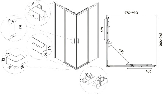 Душевой уголок Veconi Rovigo RV-47 100x100