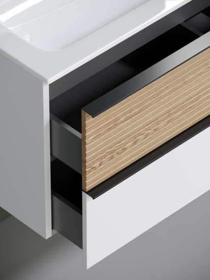 Тумба с раковиной Sancos Delta 100 дуб светлый/белый правая, DL100RW