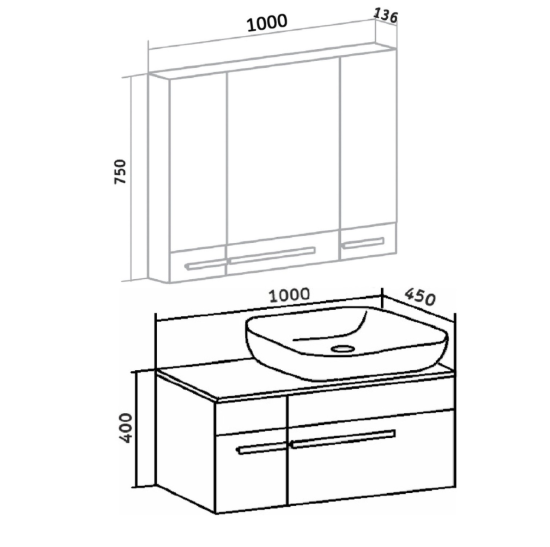Тумба с раковиной Runo Вудлайн 100 крафтовый дуб, раковина  Infinity 60