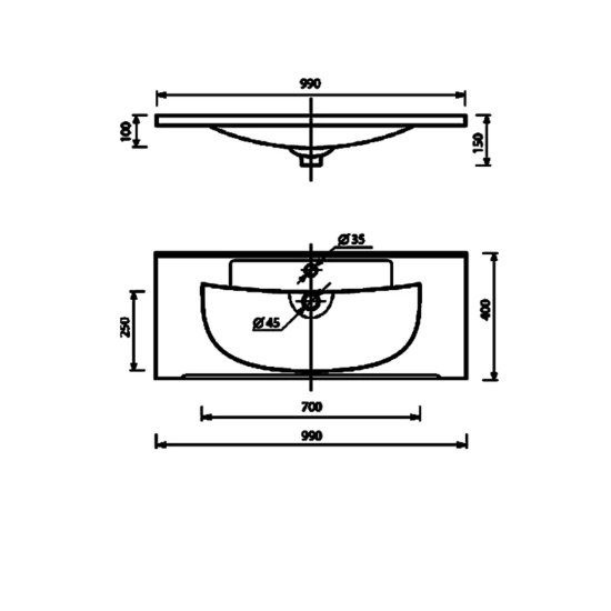 Тумба с раковиной Misty Марта 100 подвесная, белая глянцевая