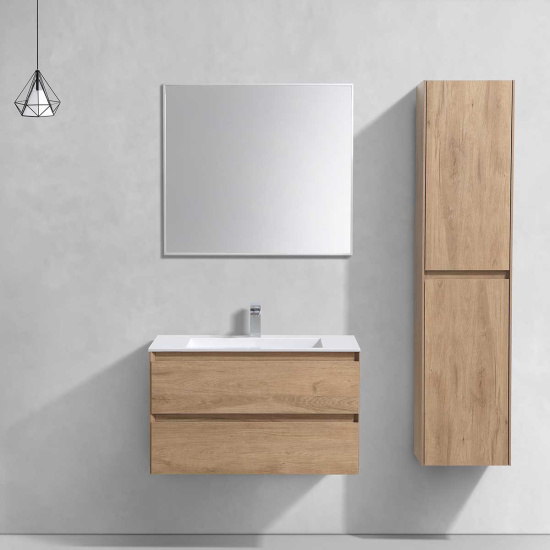 Тумба с раковиной Vincea Luka 80 2 ящика, натуральный дуб