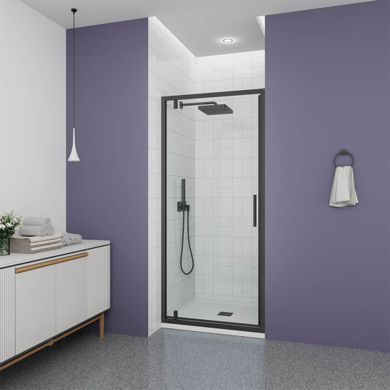 Душевая дверь в нишу Veconi Ottimo P30 B OP30B-90-01-C9, профиль черный матовый, стекло прозрачное