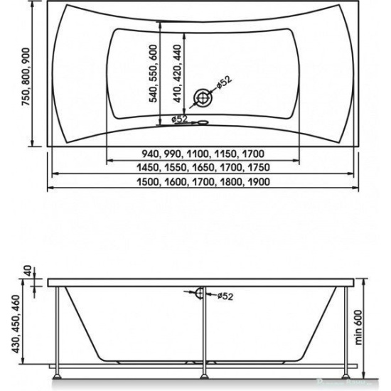 Акриловая ванна Relisan Xenia 200x90