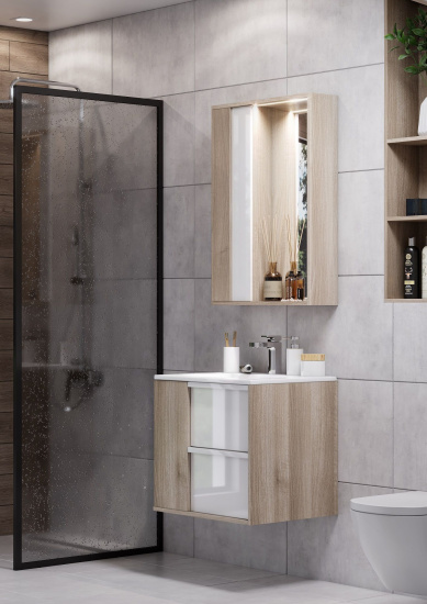 Зеркало Aquaton Бостон 60 с подсветкой, дуб эврика