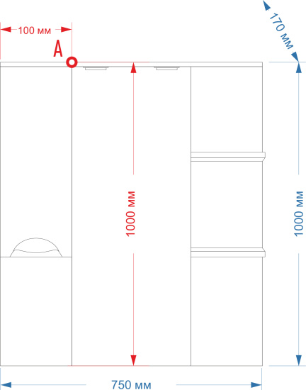 Зеркало Misty Лорд 75 бело-черный L