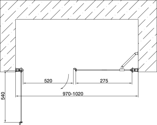 Душевая дверь в нишу Vegas Glass EP-F-2 100 09 01 L профиль золото, стекло прозрачное