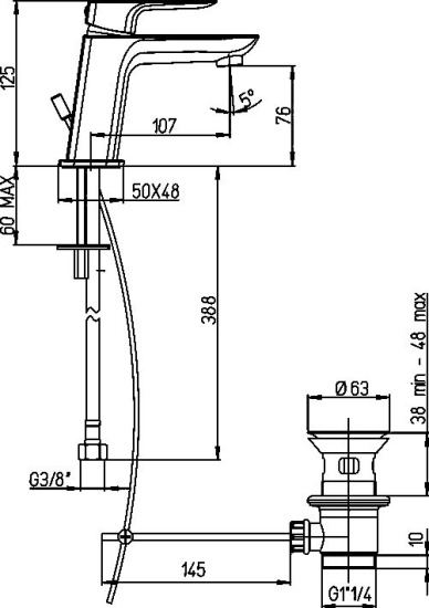Смеситель для раковины Paini Nove 09CR211
