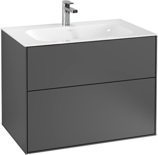 Тумба с раковиной Villeroy & Boch Finion 80 anthracite matt lacquer, с настенным освещением