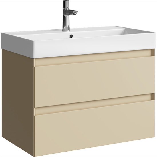 Тумба с раковиной Aqwella 5 stars Geometria 80 подвесная, 2 ящика, морская дюна