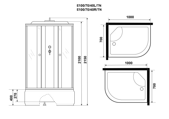 Душевая кабина Niagara Eco E100/70/40L/TN