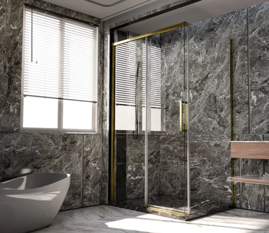 Душевой уголок Veconi Premium Trento PTC-SP-40G 130x80, профиль золото