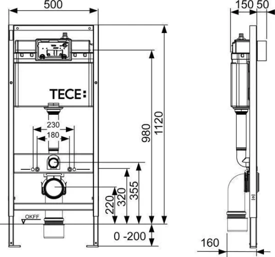 Инсталляция для унитаза Tece TECEbase 9400412 с клавишей смыва