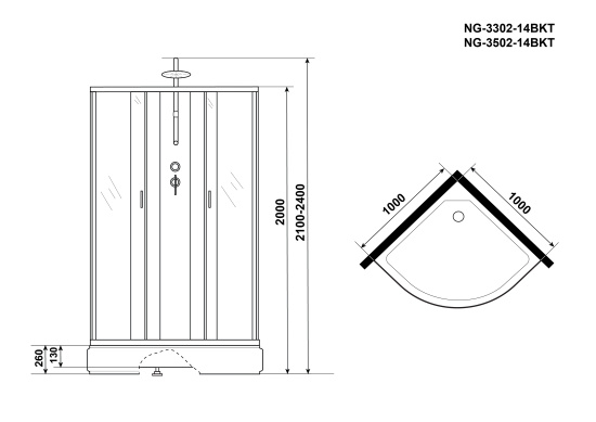 Душевая кабина Niagara Classic NG-3302-14BKT