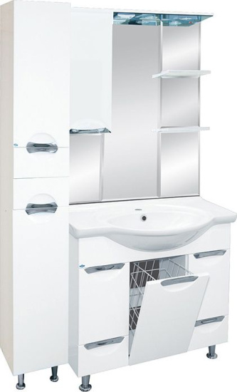 Зеркало Misty Орхидея 85 L с подсветкой, белая эмаль