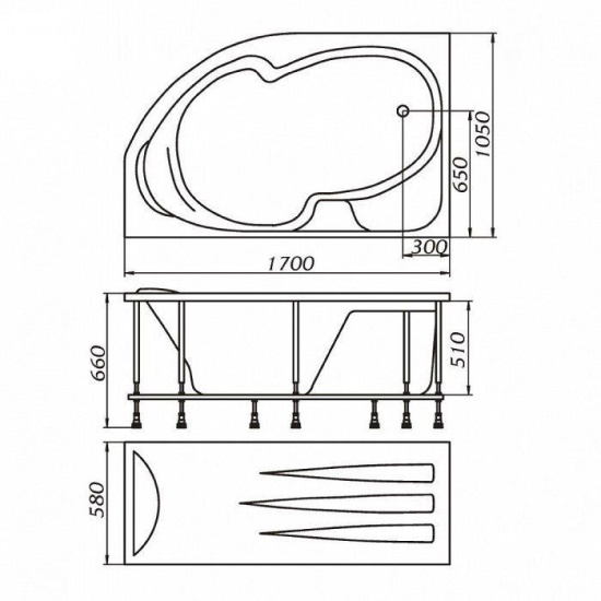 Акриловая ванна 1MarKa Diana L 170x105 см