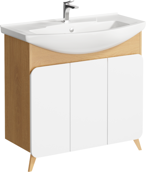 Тумба с раковиной Aqwella Basic 85 дуб золотой