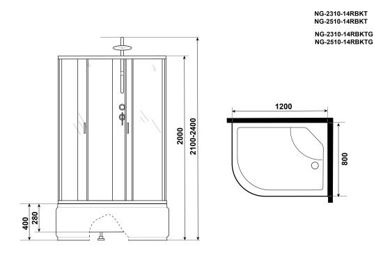 Душевая кабина Niagara Classic NG-2310-14RBKT