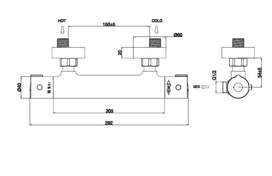 Смеситель для ванны Esko Mikros T3080 термостат